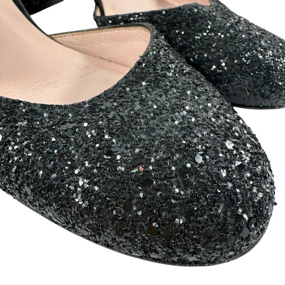 Kate Spade Abigail Glitter Pumps Pom Pom Block Heel Party Shoe Wmn Sz 6.5 - Picture 15 of 16